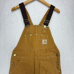 Carhartt Duck Bib Canvas Overalls Mens 34x30 R01 BRN Brown Workwear NWT NOS
